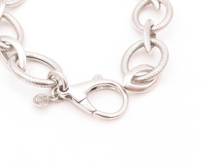 925 Sterling Silver Vintage Bracelet Eye Shape cutout & Linked Rings  BT11134