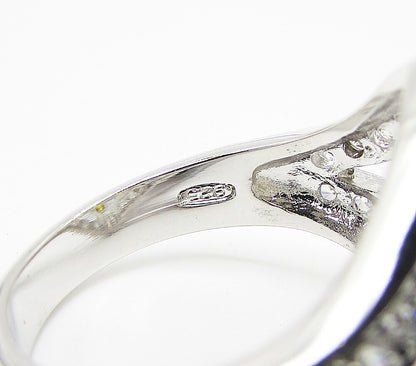 925 Silver  Yellow Topaz & White Cubic Zirconia Floral  Band Ring Sz 7  RG3420