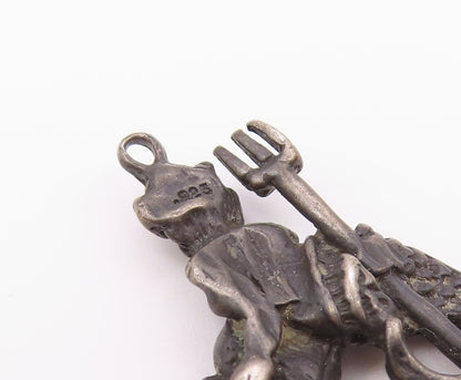 925 Sterling Silver  Vintage Oxidized Aquarius Symbol Zodiac Pendant  PT18652