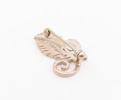 925 Sterling Silver Vintage Brooch Pin Openwork Flower & Leaf Motif  BP12239