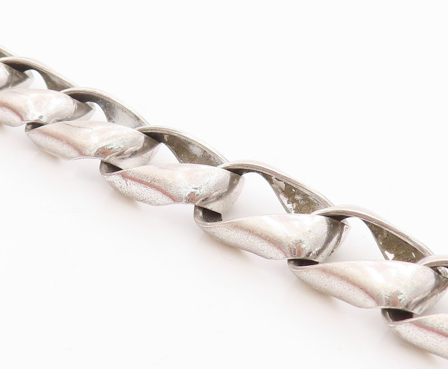 925 Sterling Silver Vintage Bracelet NORWAY Modernist Twisted Squares  BT11523