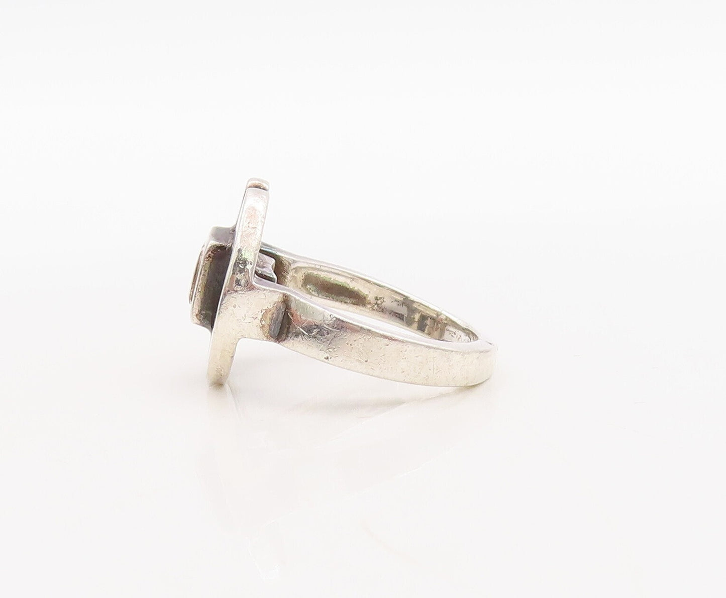14k Gold 925 Sterling Silver Vintage Ring Double D & Square Cut  Sz 5.5  RG31408