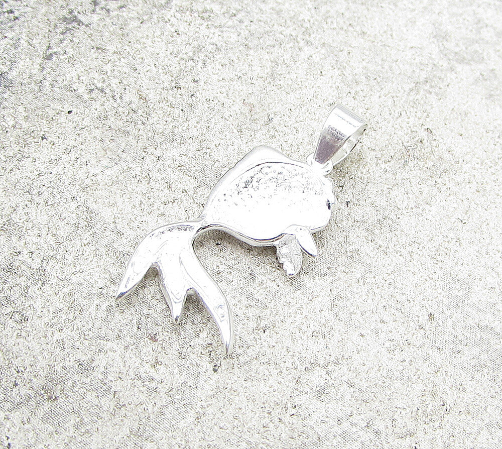 925 Sterling Silver  Swimming Fish Drop Pendant  PT1392