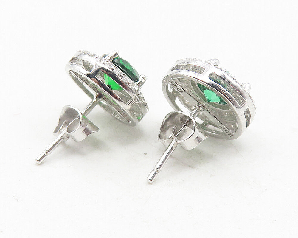 925 Sterling Silver  Sparkling Peridot & Topaz Round Stud Earrings  EG6108