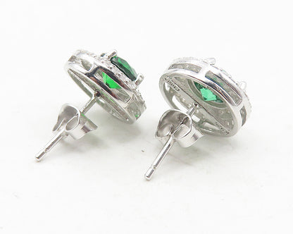 925 Sterling Silver  Sparkling Peridot & Topaz Round Stud Earrings  EG6108