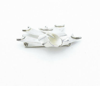 MEXICO 925 Sterling Silver  Vintage Shiny Ribbons Motif Brooch Pin  BP1178