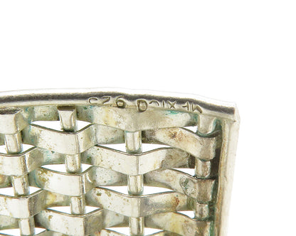 MEXICO 925 Sterling Silver Vintage Woven Design Non Pierce Earrings  EG6813