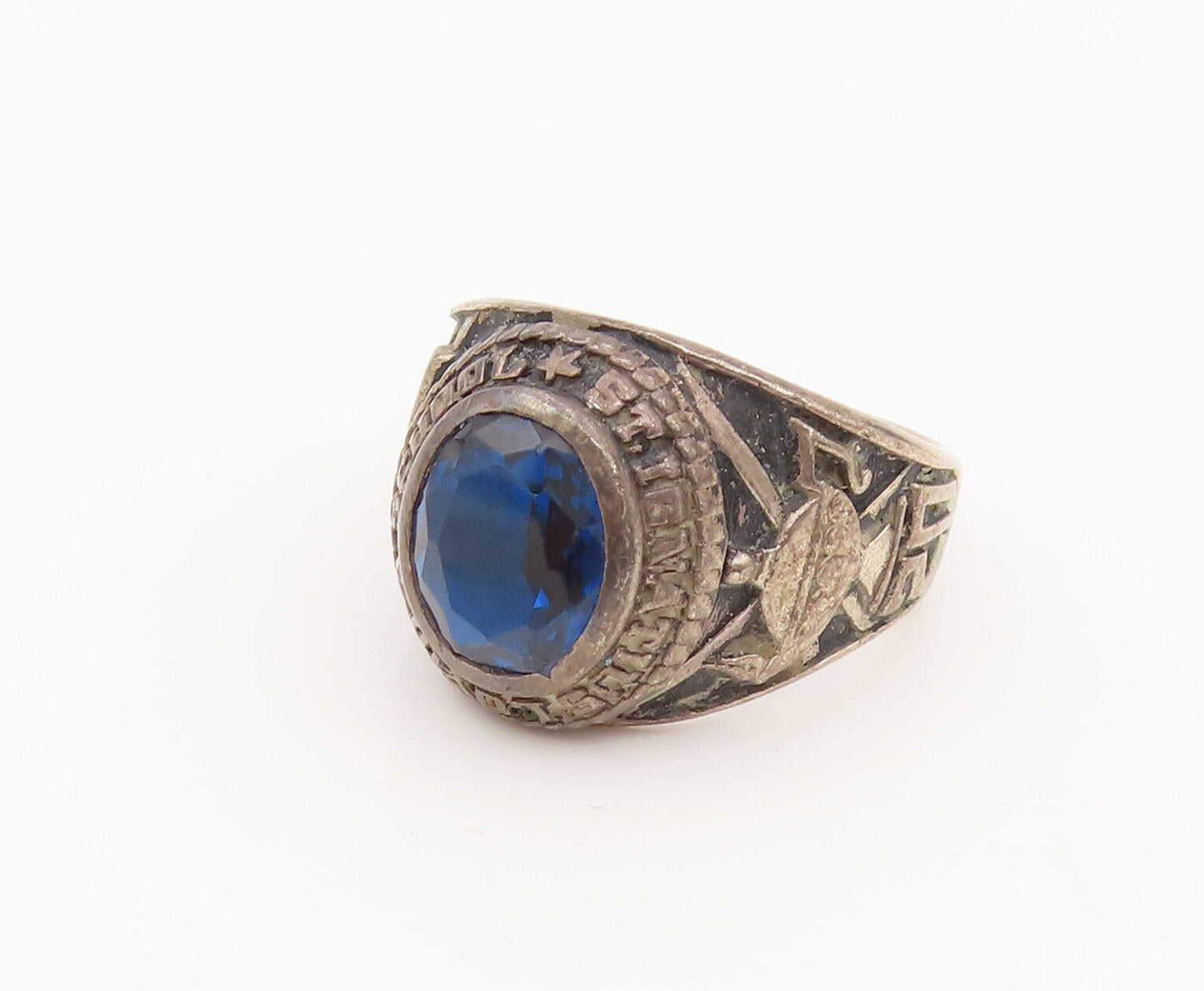 925 Sterling Silver Vintage Sapphire  2012 School Ring Sz 6.5  RG26520