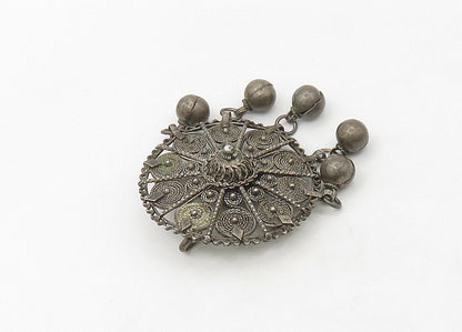 ISRAEL 925 Sterling Silver  Vintage Dangling Swirl Twist Brooch Pin  BP8412