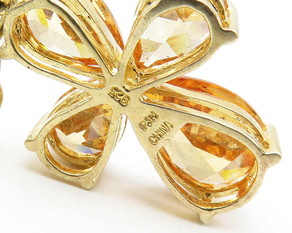 925 Sterling Silver  Cubic Zirconia & Topaz Gold Plated Chain Necklace  NE2355