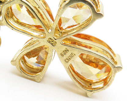 925 Sterling Silver  Cubic Zirconia & Topaz Gold Plated Chain Necklace  NE2355