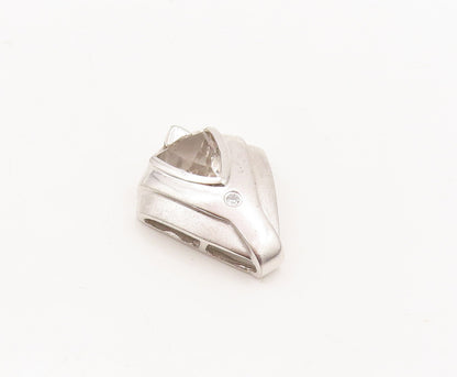 925 Sterling Silver Vintage Pendant Carved Triangle Cut Round CZ Neck  PT23138