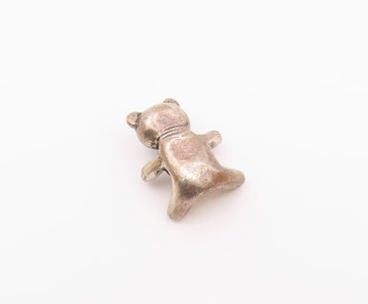 925 Sterling Silver  Vintage Dark Tone Teddy Bear Motif Pendant  PT17361