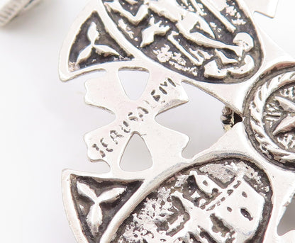 925 Sterling Silver Vintage Pendant JERUSALEM Classic Crusader Cross  PT26299