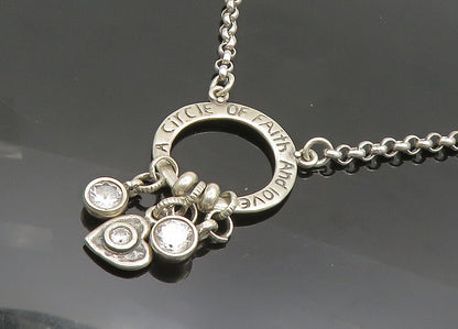 SHABLOOL ISRAEL 925 Silver  Vintage Cubic Zirconia Faith Chain Necklace NE3336