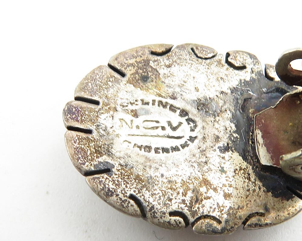 N.C.V. 925 Sterling Silver Vintage Antique Black Onyx Drop Earrings EG5763