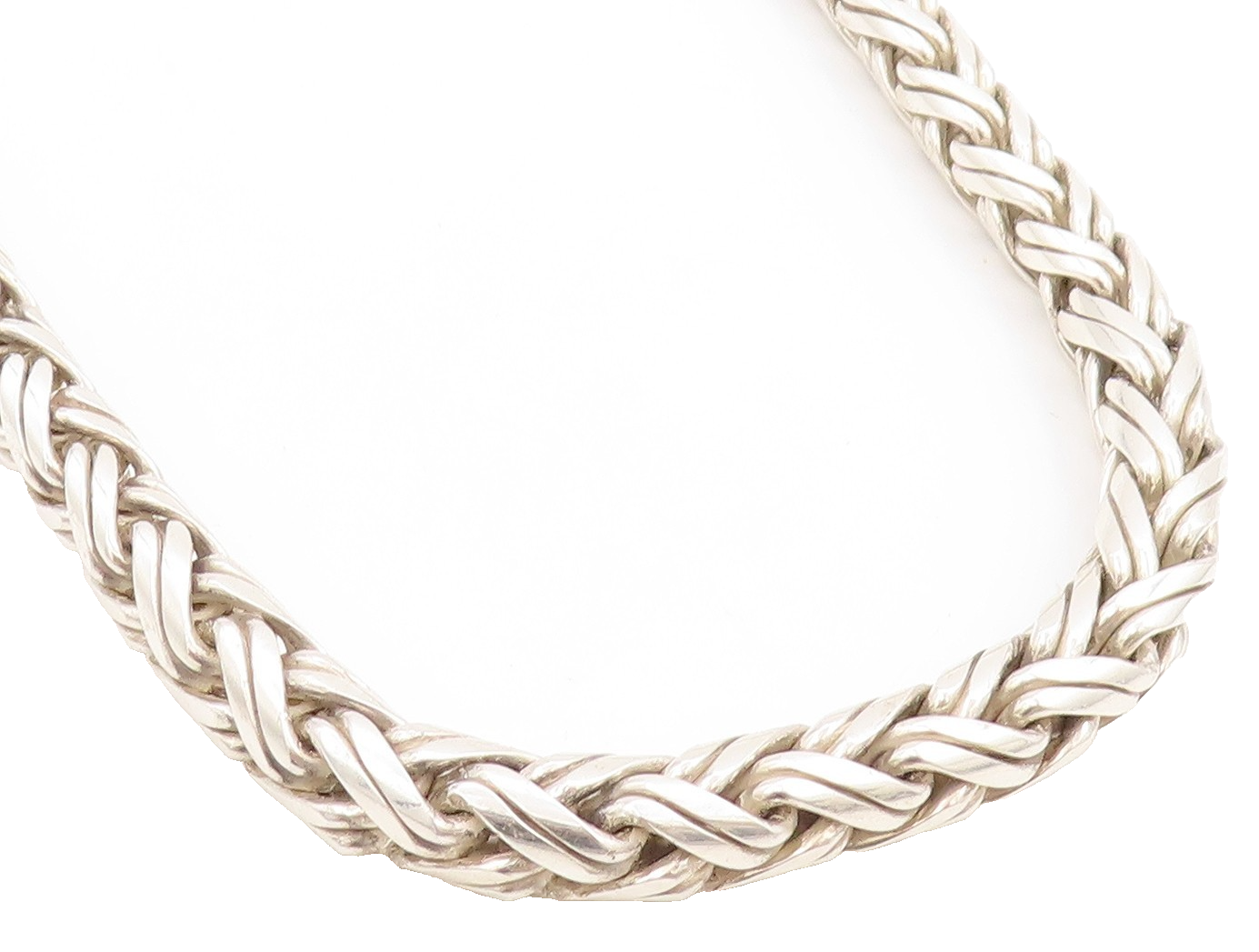 925 Sterling Silver Vintage Necklace Solid Intertwined Byzantine Chain  NE4621