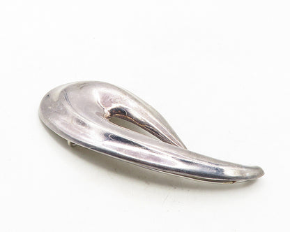 ZINA 925 Sterling Silver  Vintage Smooth Dark Tone Swirl Brooch Pin  BP4137