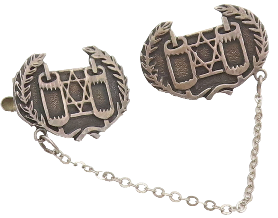 925 Sterling Silver  Vintage Carved Torah Scroll Chain Linked Tie Clip  TR3661