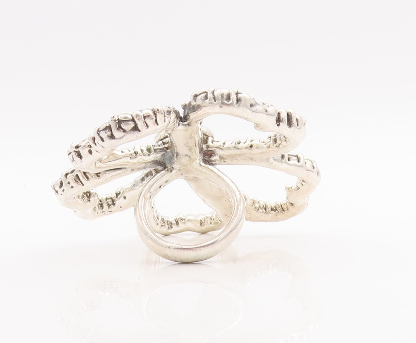 925 Sterling Silver Vintage Ring ISRAEL Alexandrite Cutout Flower Sz 8.5 RG28705