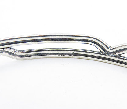 925 Sterling Silver  Vintage Shiny Open Design Round Bangle Bracelet  BT2314