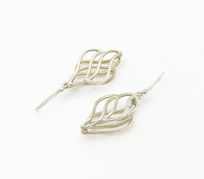 925 Sterling Silver  Vintage Shiny Open Swirl Design Dangle Earrings  EG8475