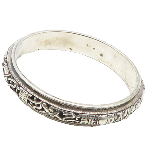 CHINESE 925 Sterling Silver  Vintage Shiny Storyteller Bangle Bracelet  BT7701