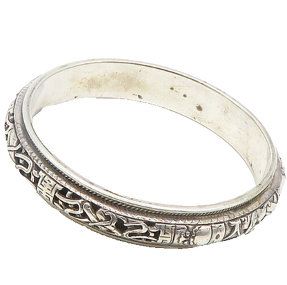 CHINESE 925 Sterling Silver  Vintage Shiny Storyteller Bangle Bracelet  BT7701