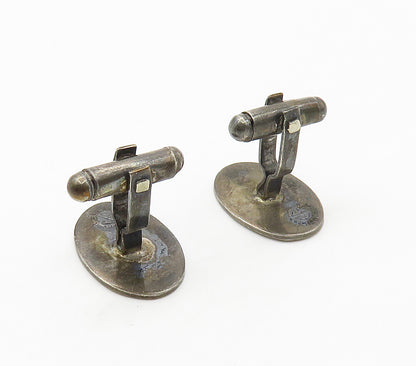 MEXICO 925 Sterling Silver  Vintage Etched G Initial Oval Cufflinks  TR2203