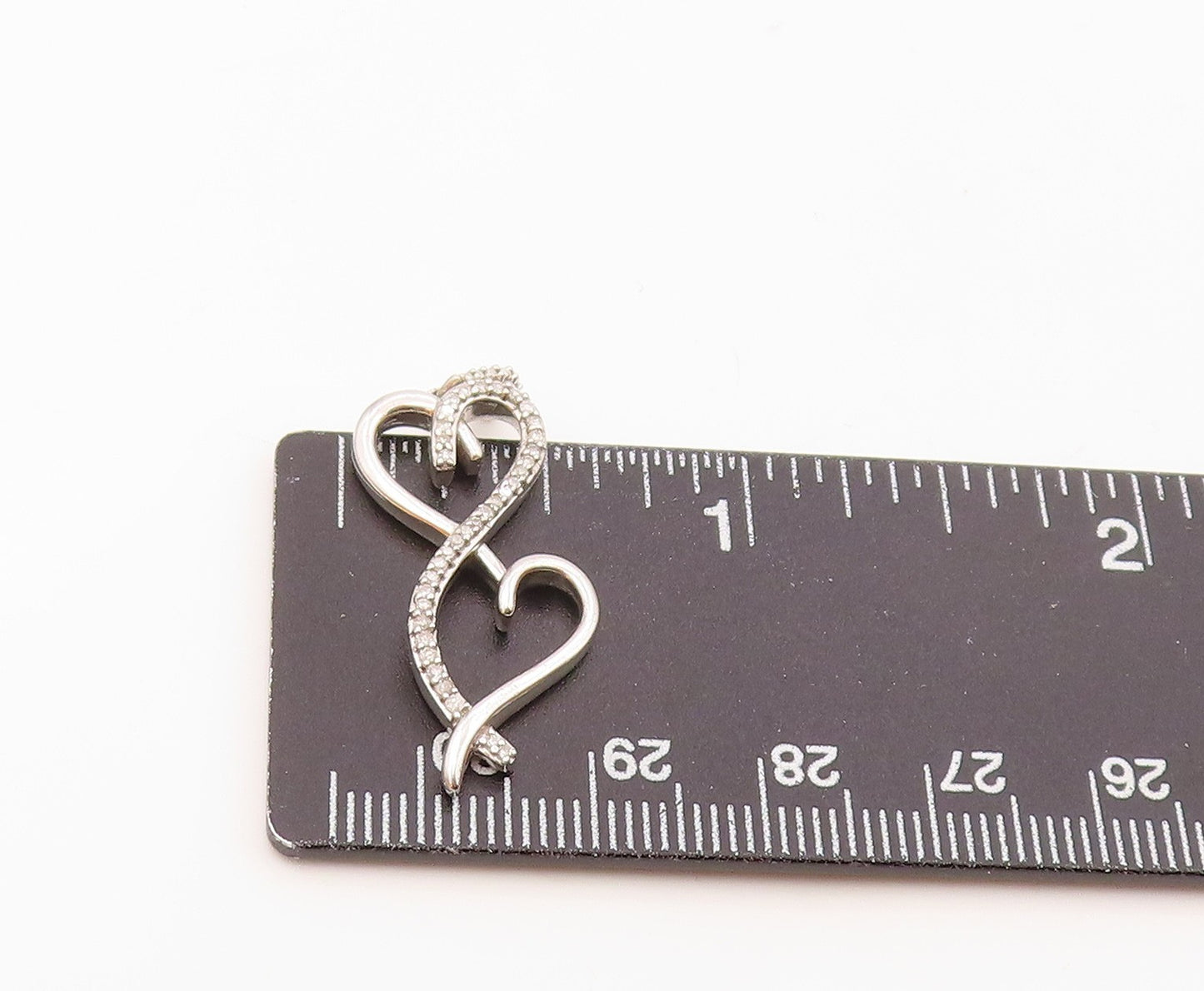 925 Sterling Silver  Vintage Genuine Diamonds Infinity Heart Pendant  PT18619