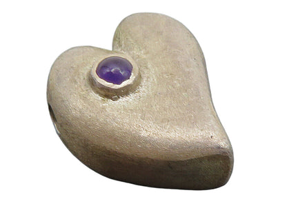 TJI 925 Sterling Silver  Vintage Petite Amethyst Love Heart Pendant  PT9738