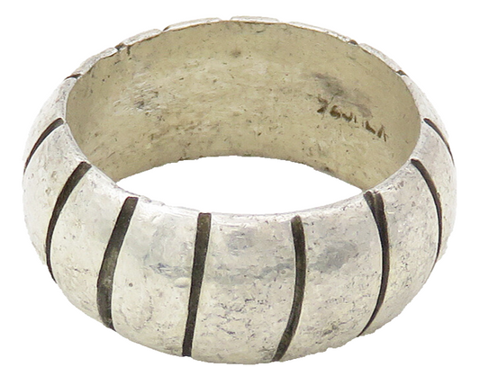 925 Sterling Silver  Vintage Linear Etched Round Band Ring Sz 5.5  RG15963