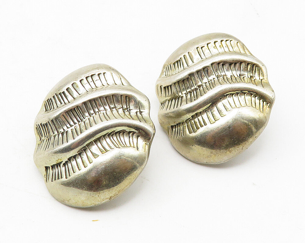 MEXICO 925 Sterling Silver  Vintage Non Pierce Button Drop Earrings  EG5889