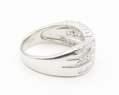 925 Sterling Silver  Sparkling Cubic Zirconia Split Band Ring Sz 7  RG14119