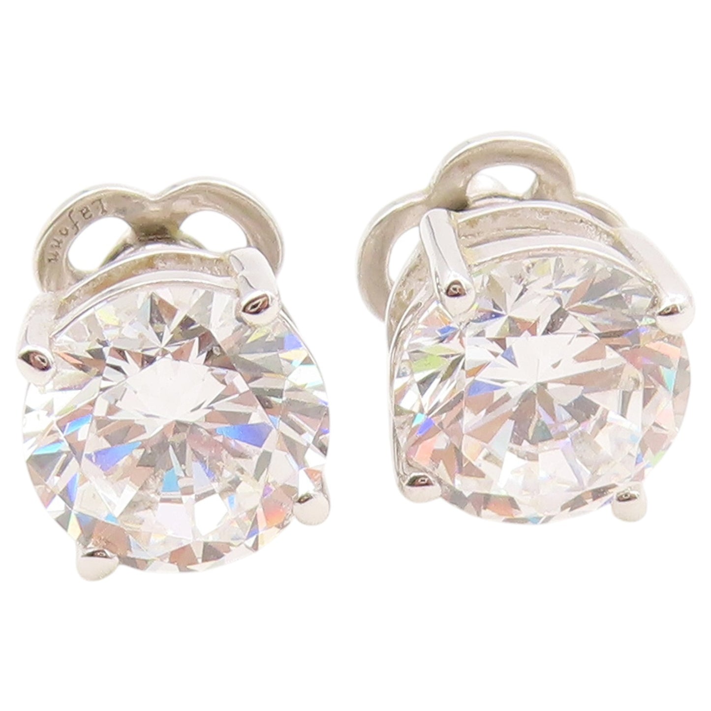 925 Sterling Silver Vintage Earrings LAFONN Elegant Round Cut CZ Stud  EG14489