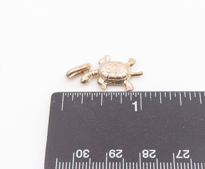 925 Sterling Silver Vintage Pendant Minimalist Etched Sea Turtle Charm  PT26501