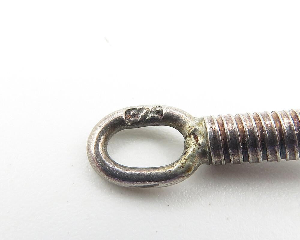 925 Sterling Silver  Vintage Dark Tone Tennis Racket Sports Pendant  PT8480