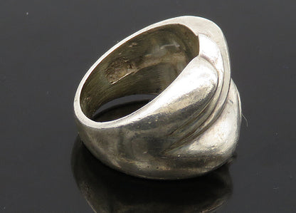 MEXICO 925 Sterling Silver  Vintage Sculpted Shiny Band Ring Sz 6  RG21942