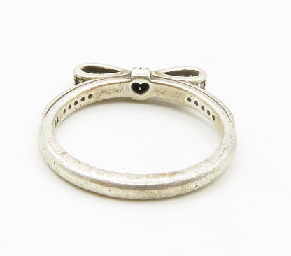 PANDORA 925 Sterling Silver  Vintage Topaz Ribbon Bow Band Ring Sz 7  RG15193