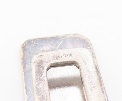 925 Sterling Silver Vintage Money Clip Solid Designer Brick Wall Carved  TR3874