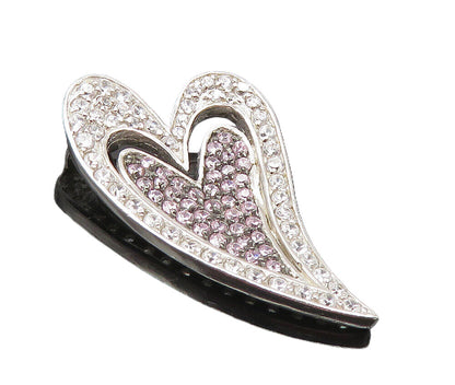 925 Sterling Silver  Shiny Pink & White Topaz Love Heart Pendant  PT7097