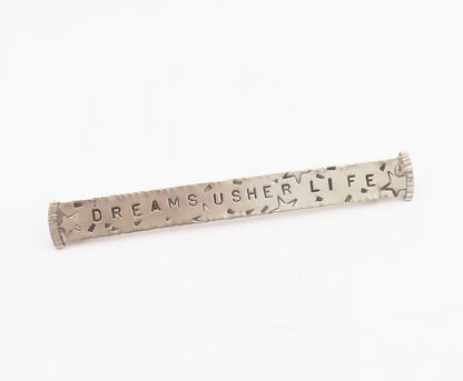 925 Sterling Silver Vintage Brooch Pin Engraved Dreams Usher Life Bar  BP12236