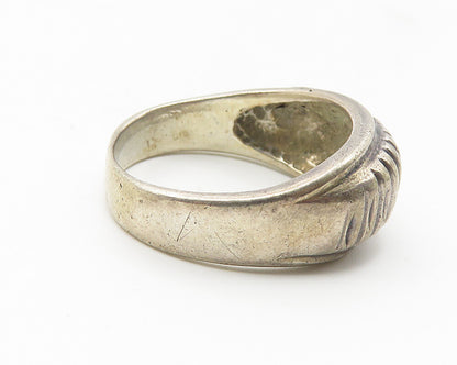 925 Sterling Silver  Vintage Dark Tone Diamond Cut Band Ring Sz 6  RG11423