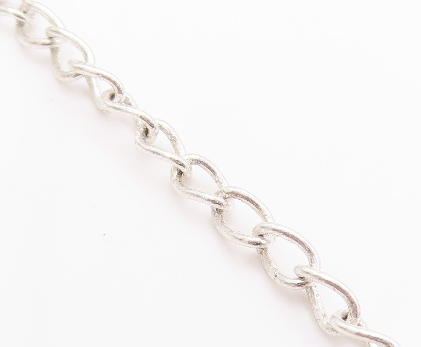 925 Sterling Silver Vintage Necklace Amorphas Linked Turquoise  NE4537