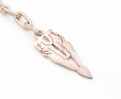 925 Sterling Silver Vintage Keychain MIDDLE EAST Designer Heart Shape Men TR3809