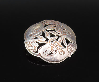 T.J.H IRELAND 925 Silver  Vintage Openwork Carved Dome Brooch Pin  BP10082