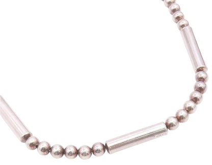 925 Sterling Silver Vintage Necklace Modernist Geometric Bead Bar Chain  NE4829