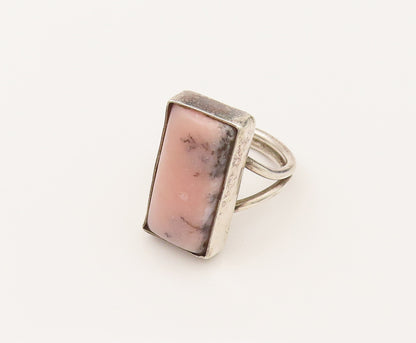 925 Silver  Vintage Rectangular Rhodonite Split Shank Ring Sz 8.75  RG26391