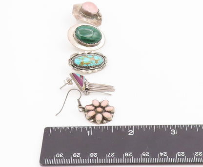 925 Sterling Silver Vintage Earrings NAVAJO ZUNI Gemstone Single Lot  EG14288