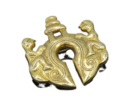 925 Sterling Silver  Vintage Gold Plated Religious Sacrfice Brooch Pin  BP7830